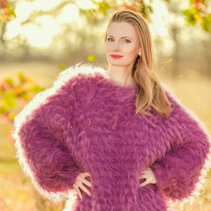 Supertanya Fuzzy Purple Mohair Dress Slouchy Oversized Sweater Size XL ...