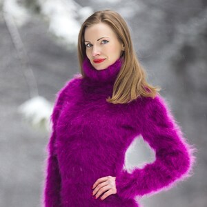Sexy Fuzzy Mohair Sweater Dress by Supertanya Purple Pink - Etsy