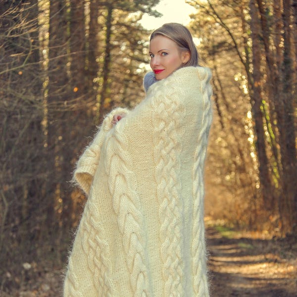 Hand Knit Blanket Etsy