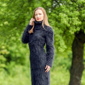 SUPERTANYA black fuzzy long mohair dress - Ready to ship - size XS and S