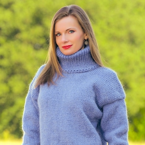 Hand Knitted Wool Sweater Warm Turtleneck Winter Jumper by - Etsy