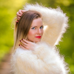 Fuzzy Mohair Cardigan Fluffy Bolero Elegant Hand Knit Top by Supertanya ...