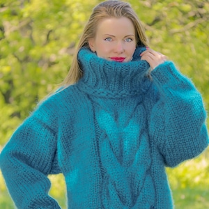 Fuzzy Cable Knit Green Sweater by SUPERTANYA - Etsy