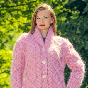 Mohair sweater jacket hand knitted cardigan by SuperTanya, MADE TO ORDER