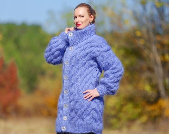 SuperTanya mohair sweater cardigan thick cable knit jacket