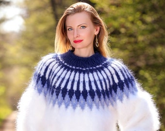 Nordic sweater Icelandic pullover hand knitted thick multicolor jumper by SuperTanya
