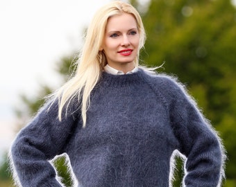 White Hand Knitted Mohair Sweater by Supertanya - Etsy
