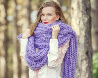 Extra long mohair scarf handmade mohair neck warmer, SuperTanya premium knitwear, made to order