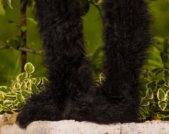 SUPERTANYA black mohair socks handmade legwarmers - Ready to Ship