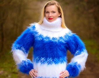 Nordic mohair sweater hand knitted thick Icelandic mohair pullover SuperTanya