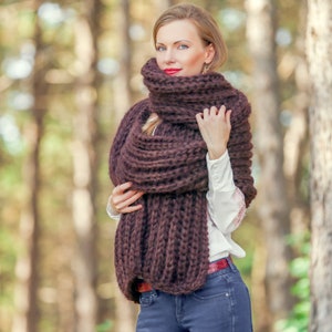 Brown extra long fuzzy mohair scarf handmade fuzzy shawl READY TO SHIP