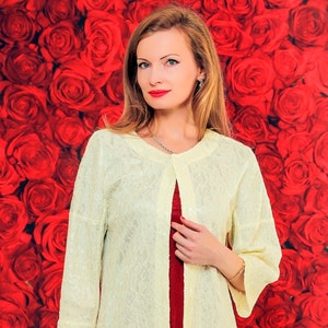 Formal lace shrug elegant ivory lace sweater cardigan by SUPERTANYA - Ready to Ship