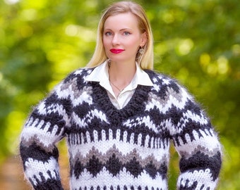 Icelandic mohair sweater hand knitted pullover custom made jumper by SuperTanya