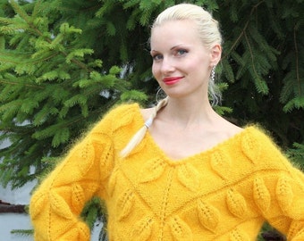 Handgemachte gelbe Mohair Pullover von SuperTanya