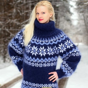 Icelandic mohair sweater hand knitted Nordic jumper handcrafted unique pullover by SuperTanya