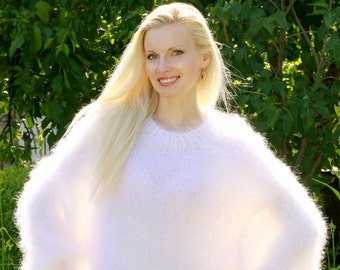 Custom fuzzy dress hand knitted long mohair sweater SuperTanya