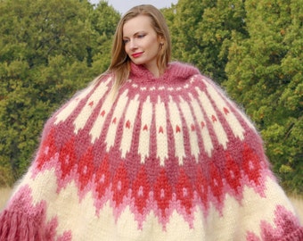 SUPERTANYA Made to order mega thick and heavy 10 strannds hand knited mohair sweater poncho