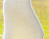 Made to order fuzzy hand knitted mohair skirt in ivory off white by SuperTanya