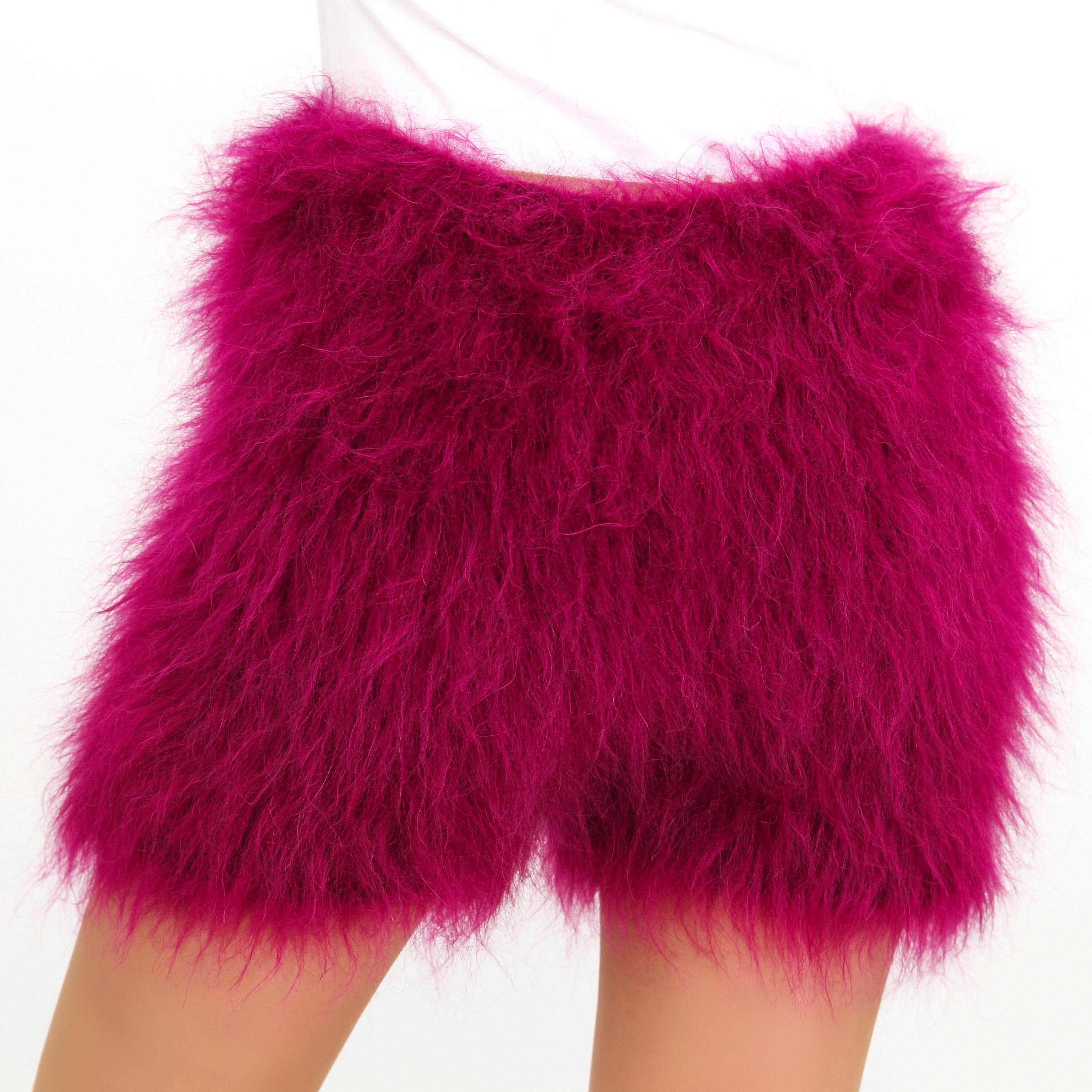 Fuzzy Purple Mohair Shorts Fluffy Short Pants by Supertanya