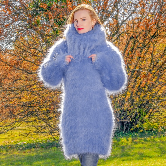 Handmade Mohair Sweater Dress Hand Knitted Tunic With Extra Long