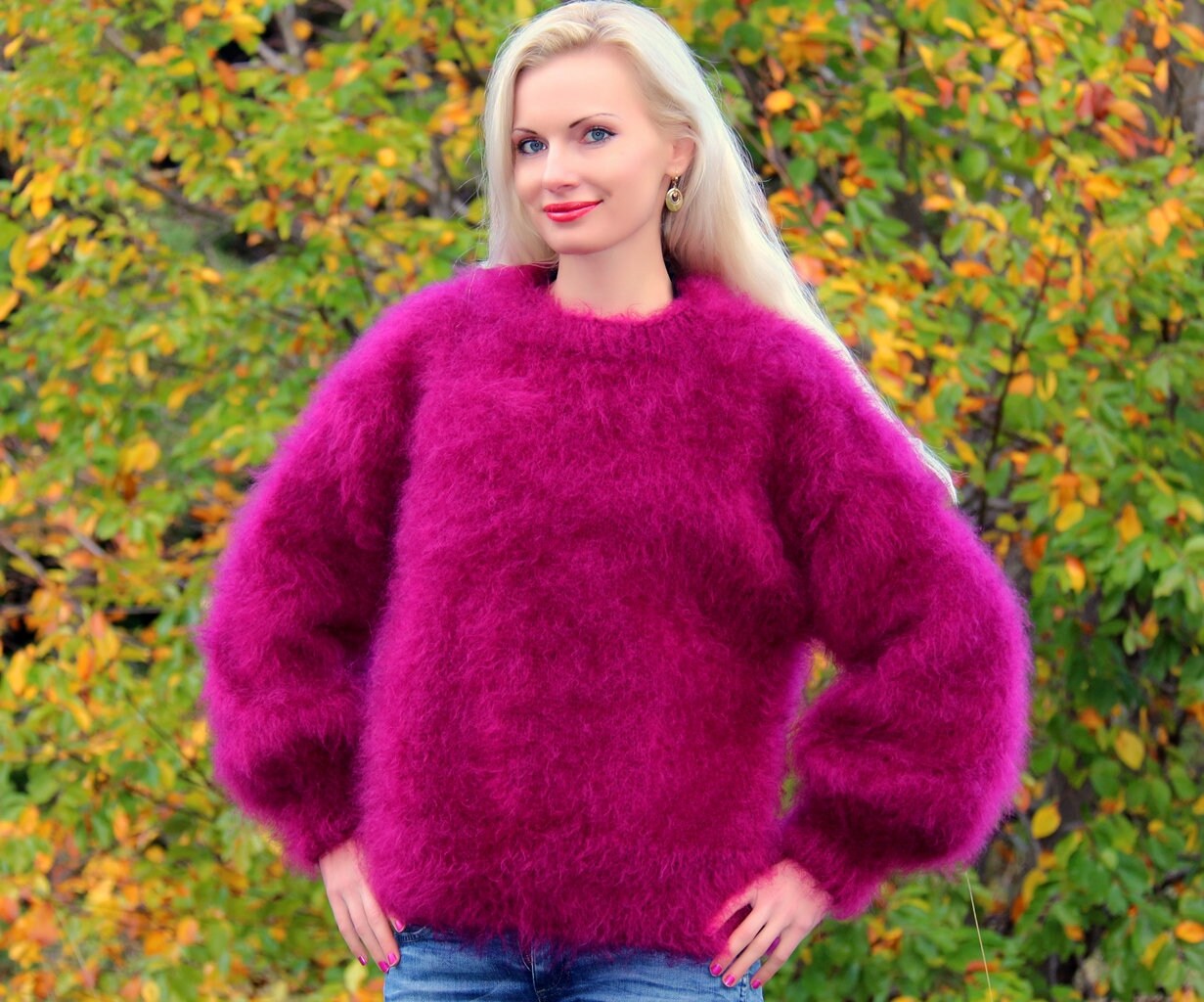 Fuzzy Crewneck Mohair Sweater Thick Fluffy Pullover Supertanya | Etsy