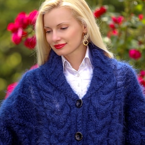 Unique cardigan cable knit sweater jacket mohair cardigan by SuperTanya