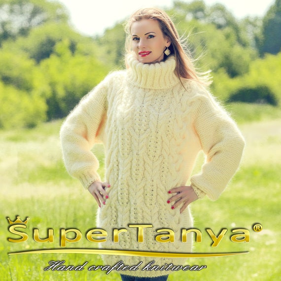Handmade mohair sweater in ivory by SuperTanya | Etsy