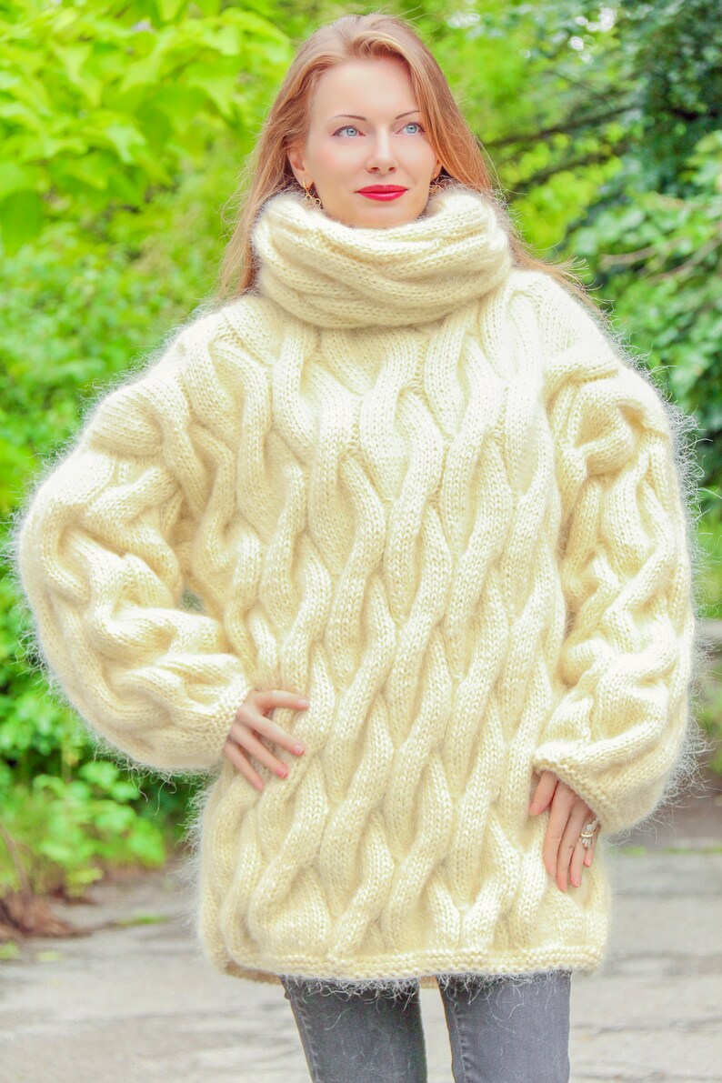 Cable Knit Sweater Hand Knitted Thick Designer Pullover Chunky - Etsy