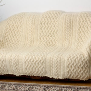 Handmade unique cable mohair blanket hand knitted designer bedspread by SuperTanya, made to order