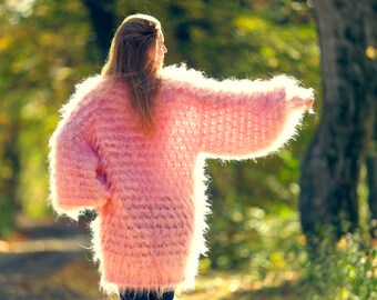 Vestido de mohair difuso, suéter holgado, túnica tejida a mano, suéter  mullido de gran tamaño, SuperTanya, hecho a pedido