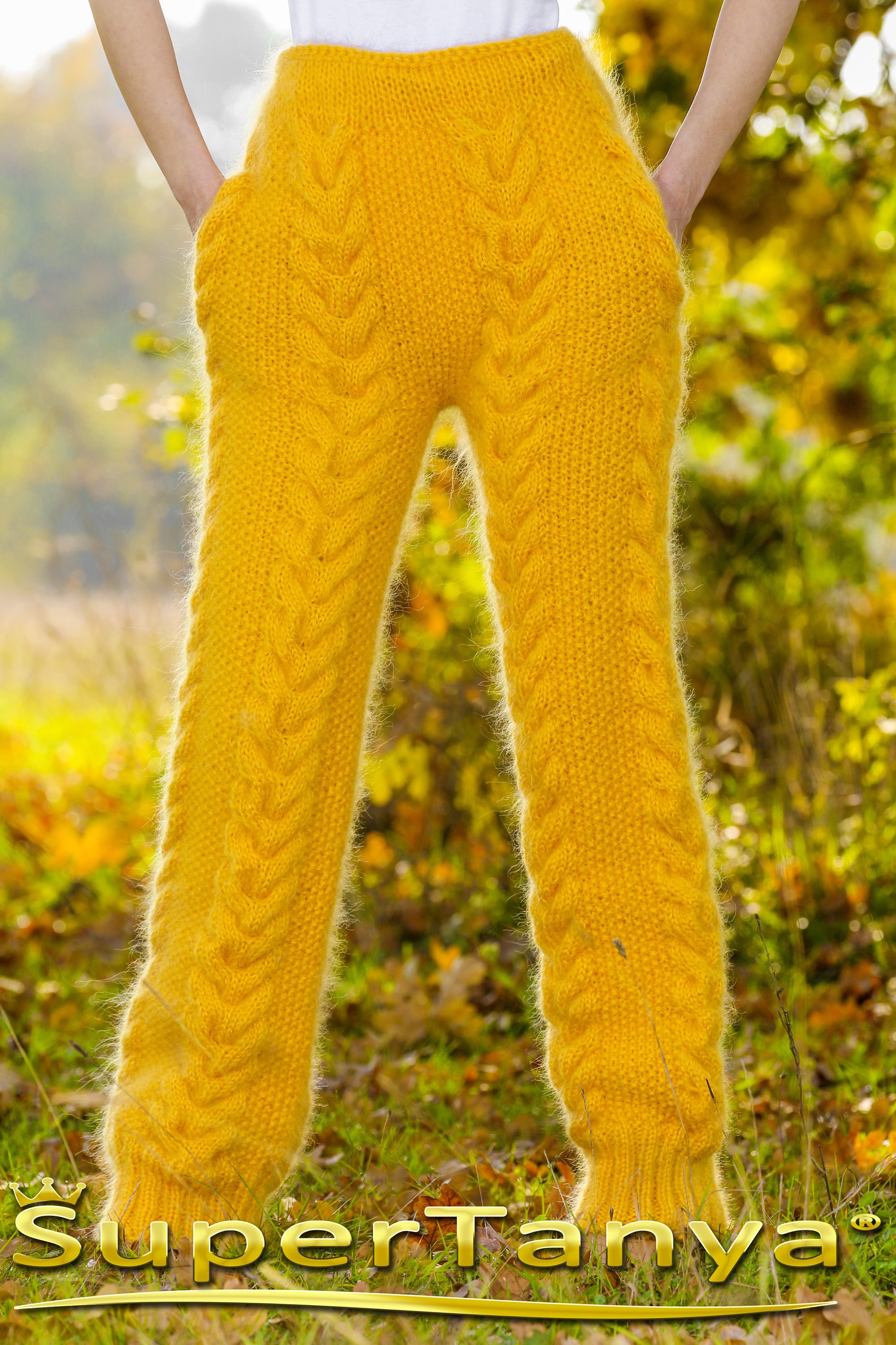 Kabel Strickhose dicke Hose Fuzzy handgestrickte flauschige Leggings von  SuperTanya - .de