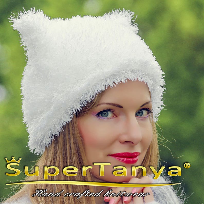 Fuzzy Hat Kitty Beanie Cat Ears Hat Hand Knitted Hat by Etsy