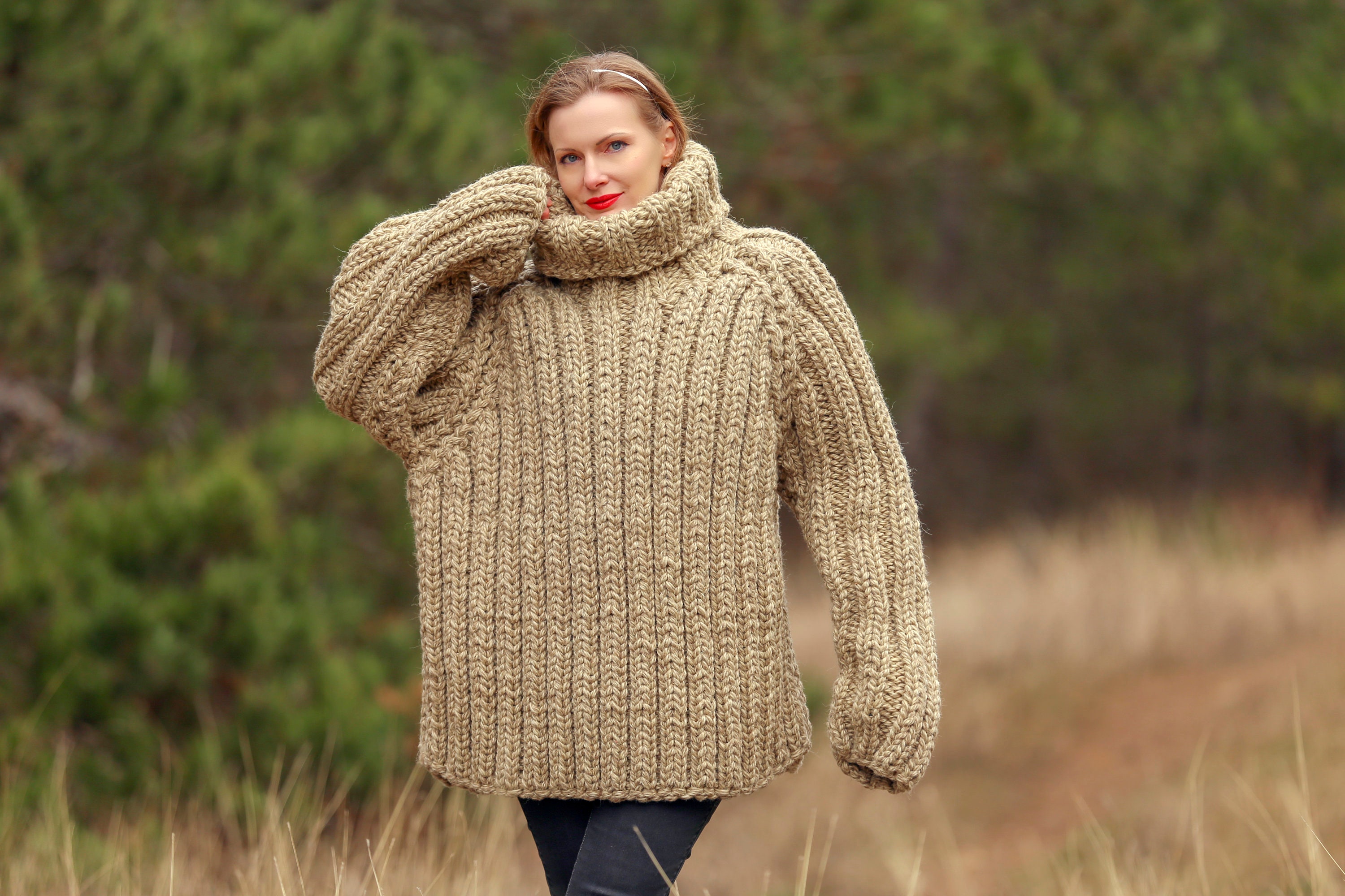 Supertanya Organic Wool Sweater Itchy Wool Pullover XXXL Size Ready to Ship  4.8 KG 100% Wool 