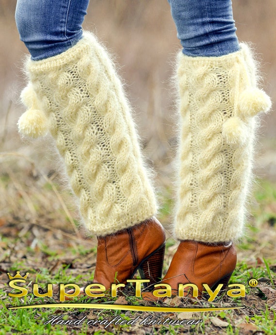 Ivory Cable Knit Spats Mohair Leg Warmers Fluffy Fashion Gaiters by  Supertanya -  Canada