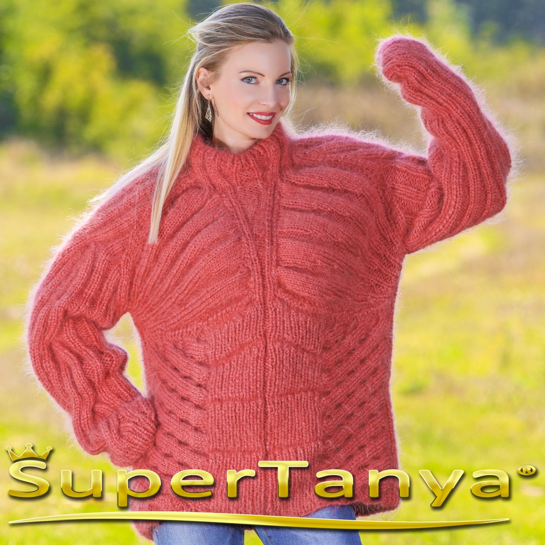 Unique Designer Mohair Sweater Hand Knitted Red Pullover Ready for ...