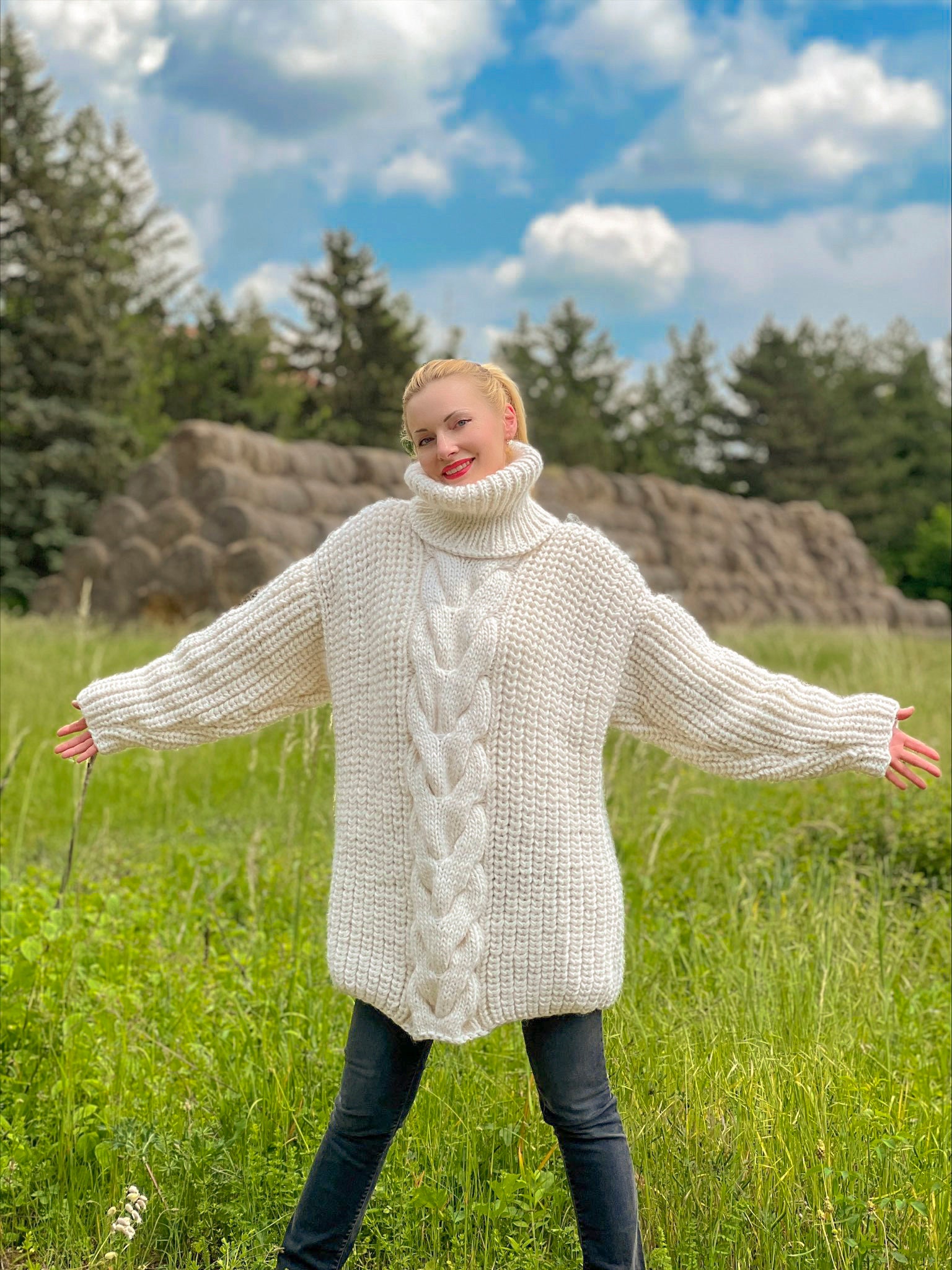 White wool best sale sweater
