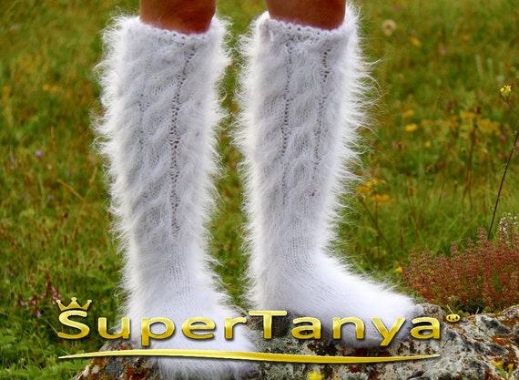 Kleding Gender-neutrale kleding volwassenen Sokken & Beenmode Kabel gebreide alpaca sokken hand gebreide dikke wintersokken van SuperTanya 