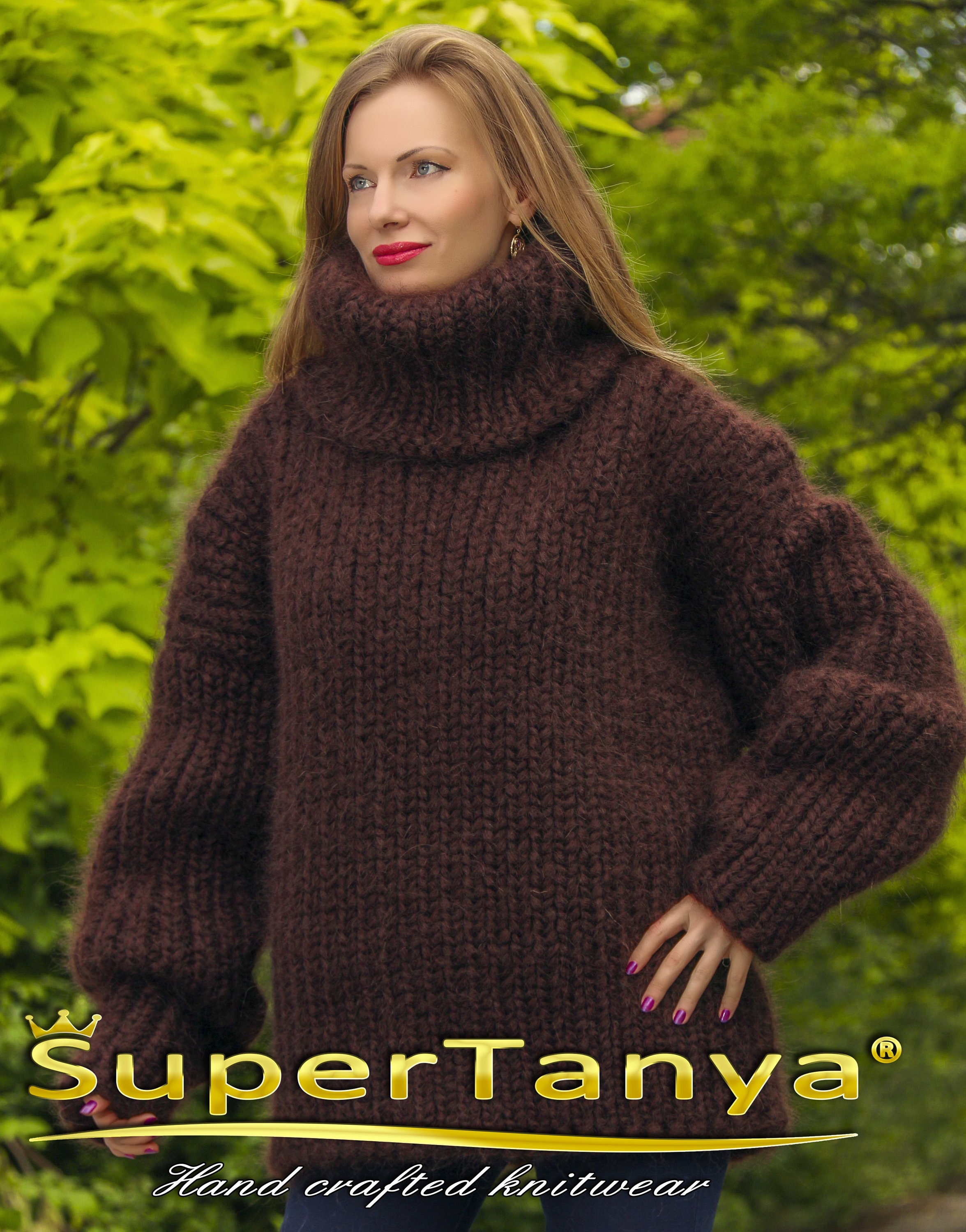 Dark Brown Turtleneck Sweater Hand 