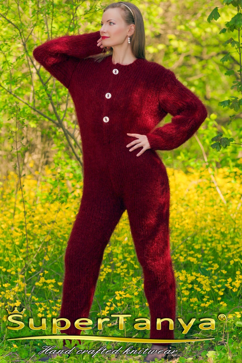 S M size Red fuzzy mohair bodysuit by SuperTanya on sale