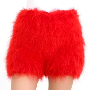 Fuzzy red mohair shorts fluffy short pants by SuperTanya - ready to ship, one size