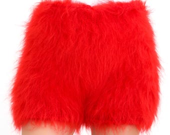 Fuzzy Blue Mohair Shorts Fluffy Short Pants by Supertanya - Ready