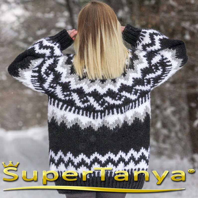 Handmade Icelandic wool sweater hand knitted thick Nordic turtleneck winter pullover by SuperTanya image 3