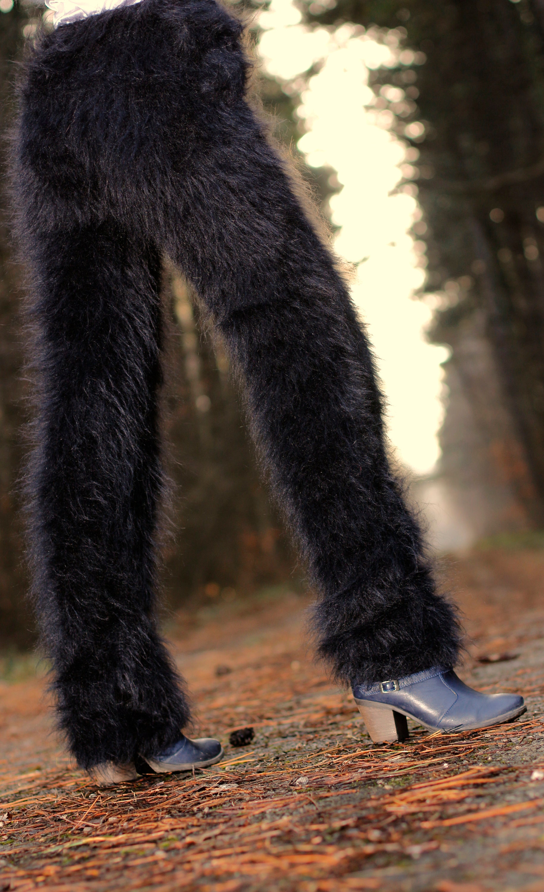 Fluffy Mohair Pants Fuzzy Trousers Hand 