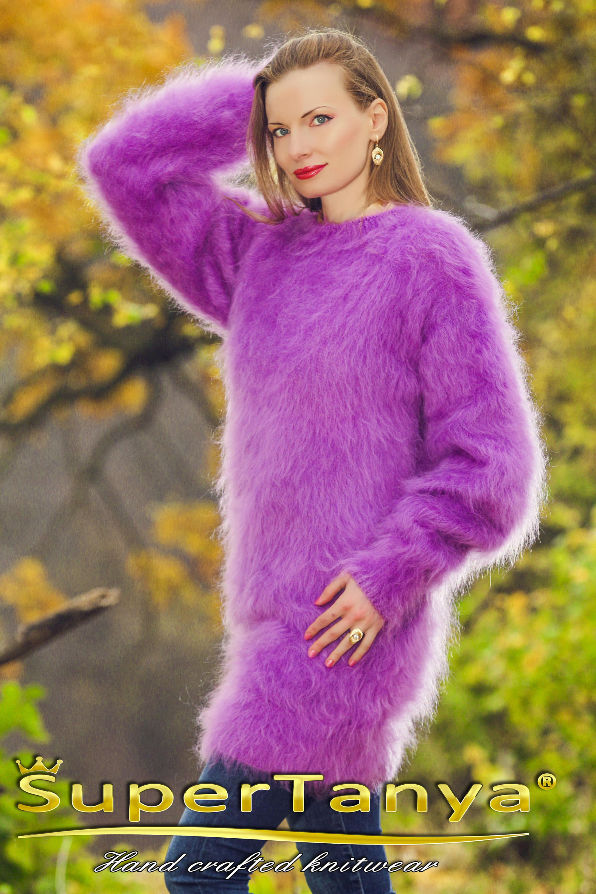 Fuzzy purple long mohair light sweater dress by SUPERTANYA | Etsy