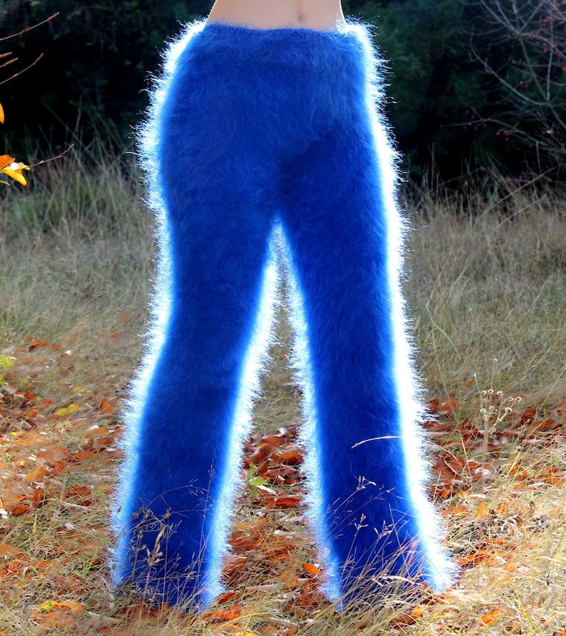 blue fuzzy pants