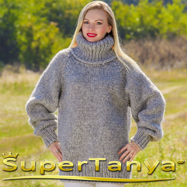 Handmade mohair sweater in light gray by SuperTanya