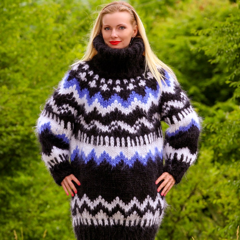 Mega Thick Fuzzy Nordic Sweater Hand Knit Icelandic Mohair - Etsy