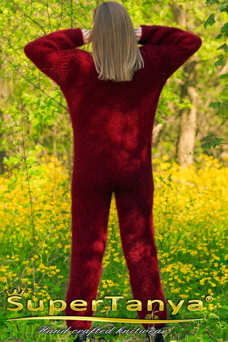S M size Red fuzzy mohair bodysuit by SuperTanya on sale