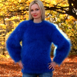 Elegant fuzzy mohair sweater hand knitted stylish jumper fluffy top by SuperTanya image 3