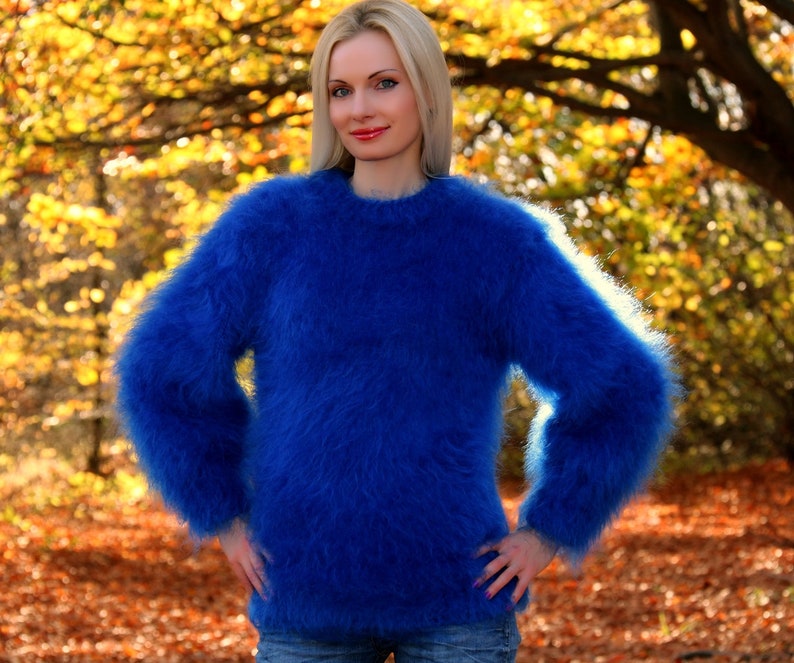 Elegant fuzzy mohair sweater hand knitted stylish jumper fluffy top by SuperTanya image 3